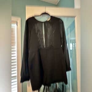 L'ATISTE Black Sheer Panel Blouse